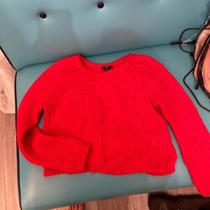Orange Red retro color Women's Sweater cropped